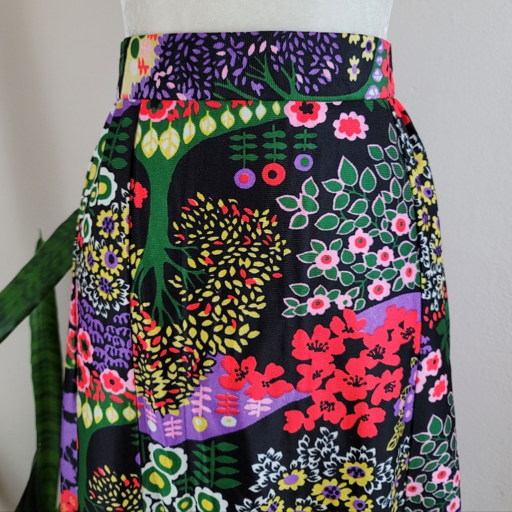 VTG 70s Psychedelic Floral Print Skirt - Picture 2 of 9
